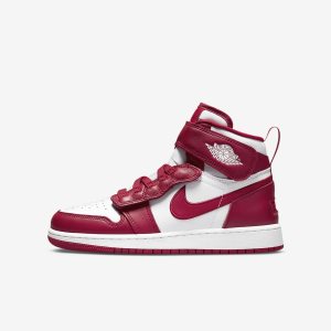Boys' Nike Air Jordan 1 Hi FlyEase Lifestyle Shoes Red / White | CAXUIKR-01