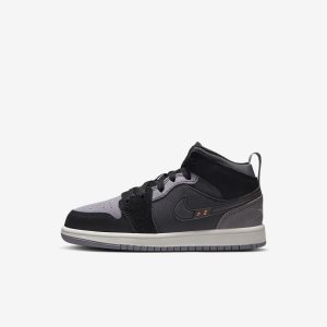 Boys' Nike Air Jordan 1 Mid SE Craft Lifestyle Shoes Black / Deep Grey / Grey | SPCIBMF-43