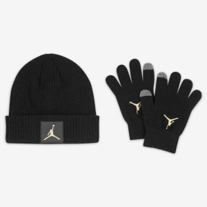 Boys' Nike Air Jordan Beanie Black / Gold | LJPSANI-81