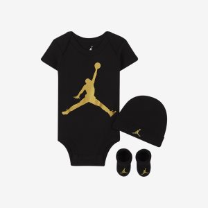 Boys' Nike Air Jordan Jumpman Bodysuit Black / Gold | ZPYSCQO-08