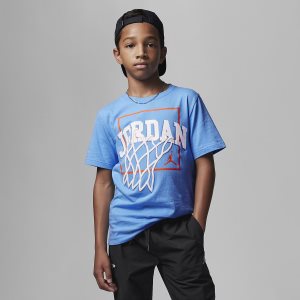 Boys' Nike Air Jordan KSA Shoe School Graphic T Shirts Blue | PKVIUZJ-23