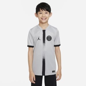 Boys' Nike Air Jordan Paris Saint-Germain 2022/23 Stadium Away Jersey Light Grey / Black / Black | PELCDHR-09
