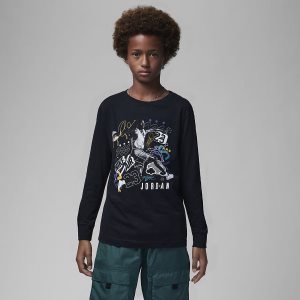 Boys' Nike Air Jordan T Shirts Black | KAEFMCQ-23