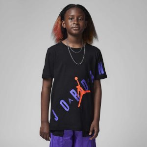 Boys' Nike Air Jordan T Shirts Black / Orange | KCHFIWP-06