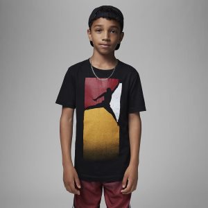 Boys' Nike Air Jordan T Shirts Black | RMNASET-12