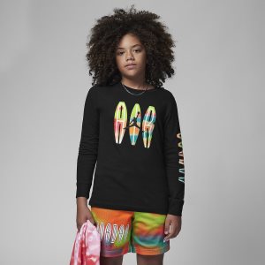 Boys' Nike Air Jordan T Shirts Black | SHNZUWX-80