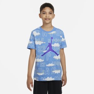 Boys' Nike Air Jordan T Shirts Blue | GCKEHSU-36