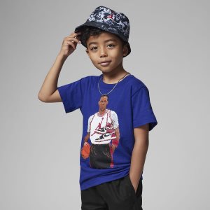 Boys' Nike Air Jordan T Shirts Blue | PGDYJQW-83