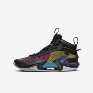Boys' Nike Air Jordan XXXVI Basketball Shoes Black / Turquoise / Pink | CAFMGZS-49