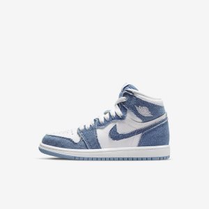 Girls' Nike Air Jordan 1 High OG Lifestyle Shoes White / Red / Blue | JSNIABR-03