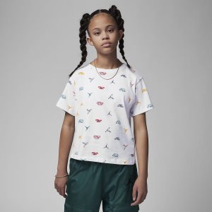 Girls' Nike Air Jordan Jumpman Allover Print T Shirts White | FKNJOMA-59