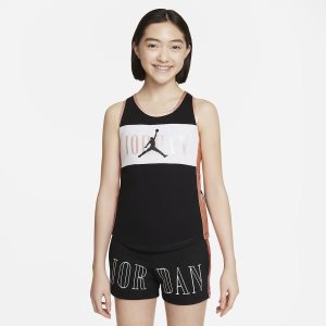 Girls' Nike Air Jordan Tanks Black | CNGPLKE-43