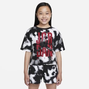 Girls' Nike Air Jordan Tie Dye Air T Shirts Orange | HSXGZUD-68