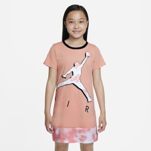Girls' Nike Air Jordan Tie Dye Dress Orange | VFPQRGL-98