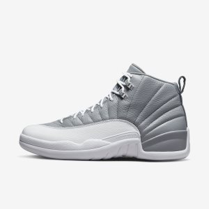 Men's Nike Air Jordan 12 Retro Lifestyle Shoes Grey / White | PLCFZQI-08