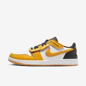Men's Nike Air Jordan 1 Low Flyease Lifestyle Shoes White / Black | ORULXCA-21