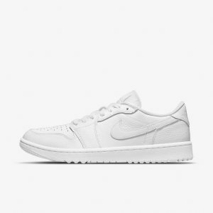 Men's Nike Air Jordan 1 Low G Golf Shoes White / White | FCGVWTA-67