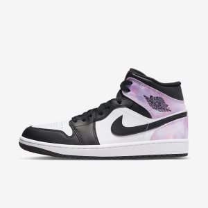 Men's Nike Air Jordan 1 Mid SE Lifestyle Shoes Black / White / Coral | BSZGCQU-65