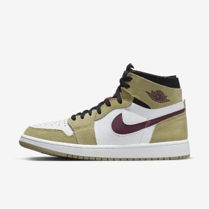 Men's Nike Air Jordan 1 Zoom CMFT Lifestyle Shoes Olive / Red / Black / Green | KDGIMWN-97