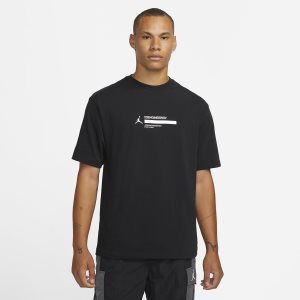 Men's Nike Air Jordan 23 Engineered Short Sleeve Black / White / White | FXZKUDB-47