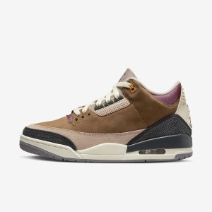 Men's Nike Air Jordan 3 Retro SE Lifestyle Shoes Brown / Khaki Grey / Light Burgundy / Dark Grey | YHGTCXV-37
