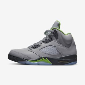Men's Nike Air Jordan 5 Retro Lifestyle Shoes Silver / Grey / Green | ADONWSK-13