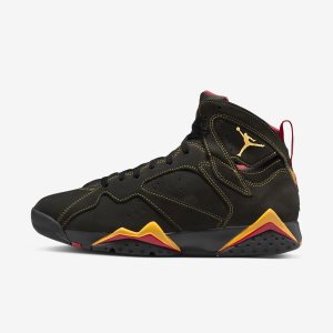 Men's Nike Air Jordan 7 Retro Lifestyle Shoes Black / Red / Orange | QYIUPOC-49