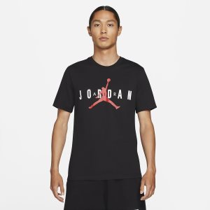Men's Nike Air Jordan Air Wordmark T Shirts Black / White / Red | OPSCUGD-41