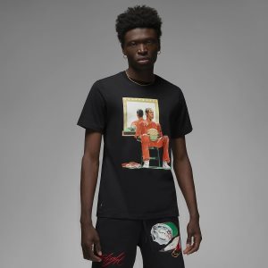 Men's Nike Air Jordan Artist Series by Jacob Rochester T Shirts Black | DSUZCPA-84
