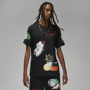 Men's Nike Air Jordan Artist Series by Jacob Rochester T Shirts Black | RFXEAOP-09