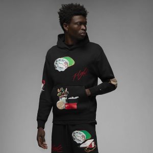 Men's Nike Air Jordan Artist Series by Jacob Rochester Hoodie Black / Red | YSFDVHO-15