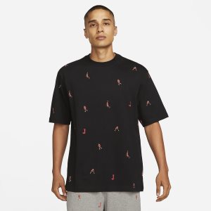 Men's Nike Air Jordan Brand Holiday Short Sleeve Black | XRJWBMD-23