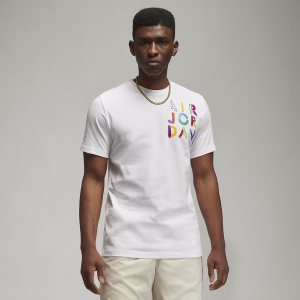 Men's Nike Air Jordan Brand T Shirts White | IFCZTXS-17