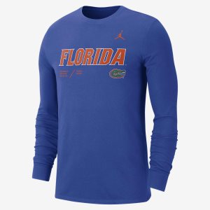 Men's Nike Air Jordan College Dri-FIT (Florida) Long Sleeve Royal | GKRVMSQ-08