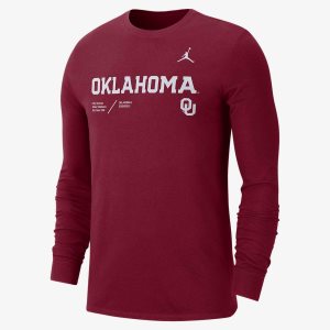 Men's Nike Air Jordan College Dri-FIT (Oklahoma) Long Sleeve Red | WZHBORP-38