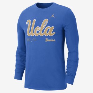 Men's Nike Air Jordan College Dri-FIT (UCLA) Long Sleeve Blue | MUPCVGA-51