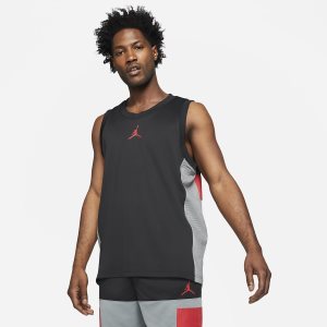Men's Nike Air Jordan Dri-FIT Air Jersey Black / Grey / Red / Red | WPQRNJD-07