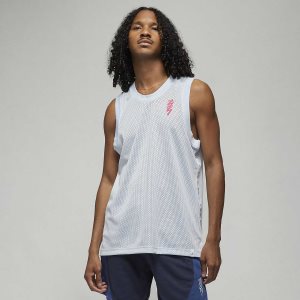 Men's Nike Air Jordan Dri-FIT Zion Tanks Blue | MPVQKTS-80