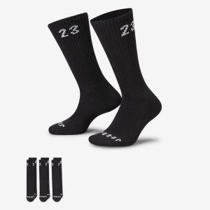 Men's Nike Air Jordan Essentials Socks Black / White | RPUQNOC-62