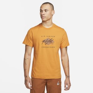 Men's Nike Air Jordan Flight Essentials T Shirts Deep Yellow / Black / Brown | JAXFRKB-67