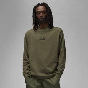 Men's Nike Air Jordan Flight MVP 85 Pullover Khaki / Black | GUQDYJI-02