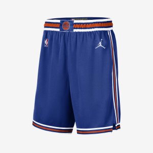Men's Nike Air Jordan Knicks Statement Edition 2020 Shorts Blue / Orange / White / White | GXFAVPR-72