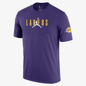 Men's Nike Air Jordan Los Angeles Lakers Courtside T Shirts Purple | HJEPNKO-68