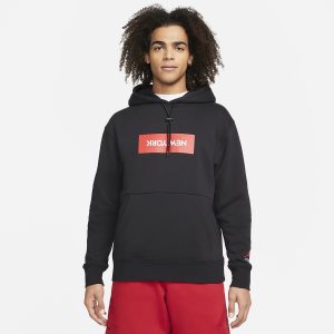 Men's Nike Air Jordan New York Stencil Hoodie Black | GOSTPIL-95