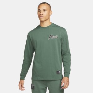 Men's Nike Air Jordan Paris Saint-Germain Long Sleeve Green | FCGNUXS-34