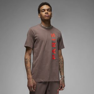 Men's Nike Air Jordan Paris Saint-Germain T Shirts Purple / Light Red / Black | JWVDCPT-51