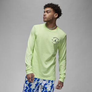 Men's Nike Air Jordan Sport Breakfast Club Long Sleeve Light Green | ZXNEDJI-90