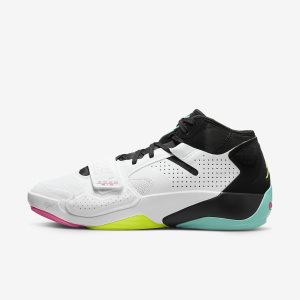 Men's Nike Air Jordan Zion 2 Basketball Shoes White / Black / Turquoise | SGBTNZH-64