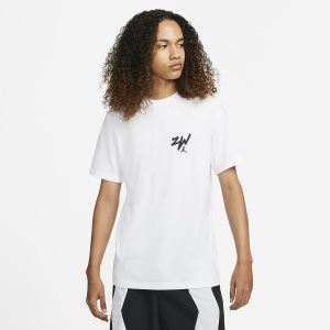 Men's Nike Air Jordan Zion Short Sleeve Black / White | FPHMJCL-05