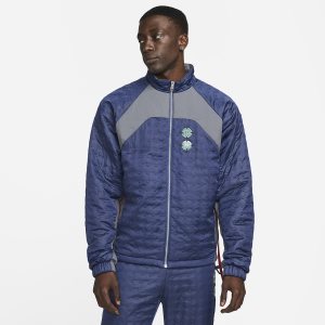 Men's Nike Air Jordan x CLOT Jackets Navy / Grey / Red | BLGOEFJ-58